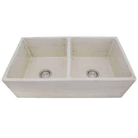 Nantucket Sinks Double Bowl Farmhouse Fireclay Sink with Shabby Straw Finish FCFS3318D-ShabbyStraw